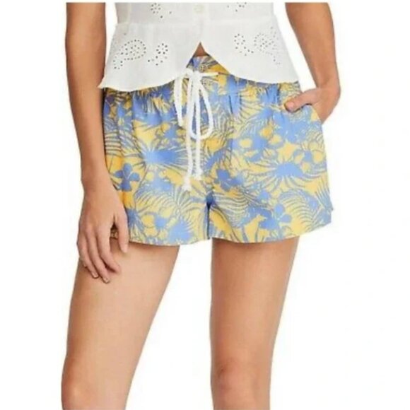 Free People Island Tropical Drawstring Shorts in Mango Combo Size 6 - Picture 1 of 10